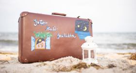 Gute Nacht Geschichte im Strandkorb