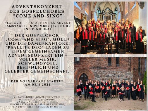 Adventskonzert des Gospelchores "Come and Sing"