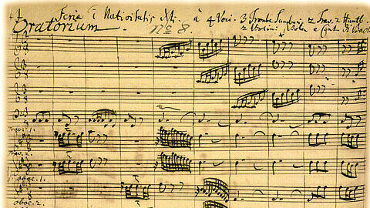 Notenblatt vom Weihnachtsoratorium von Johann Sebastian Bach.