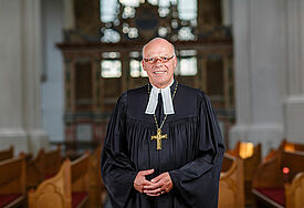 Gerhard Ulrich, Landesbischof der Evangelisch-Lutherischen Kirche in Norddeutschland (Nordkirche). Das Foto entstand im Juli 2014 im Greifswalder Dom. Fotograf ist Marcelo Hernandez/Nordkirche