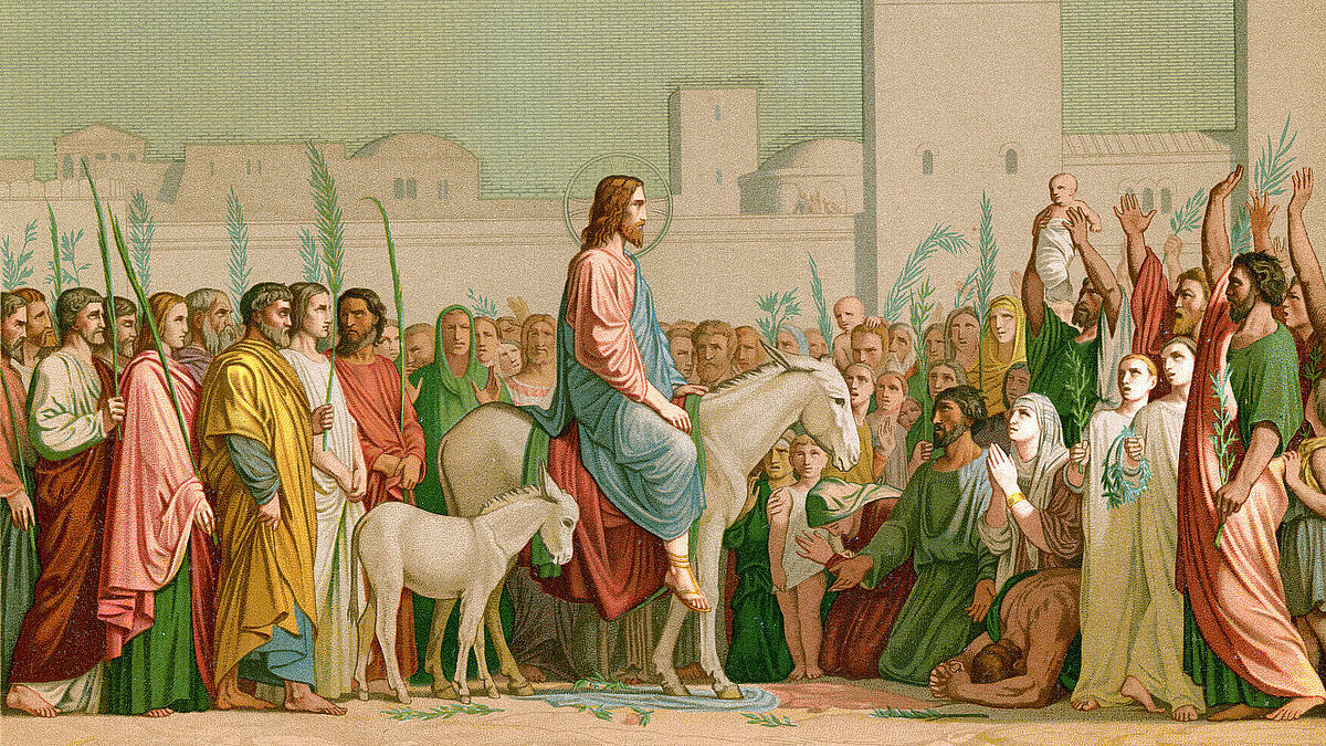 Gemälde von Hippolyte Flandrin (1809-1864): "Einzug Jesu in Jerusalem an Palmsonntag" (Eglise Saint-Germain-des-Pres de Paris)
