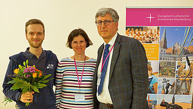 Das neue Präsidium der Synode Philipp Schwadtke, Hanna Blumenschein und Dr. Christoph Heydemann (v.l.)