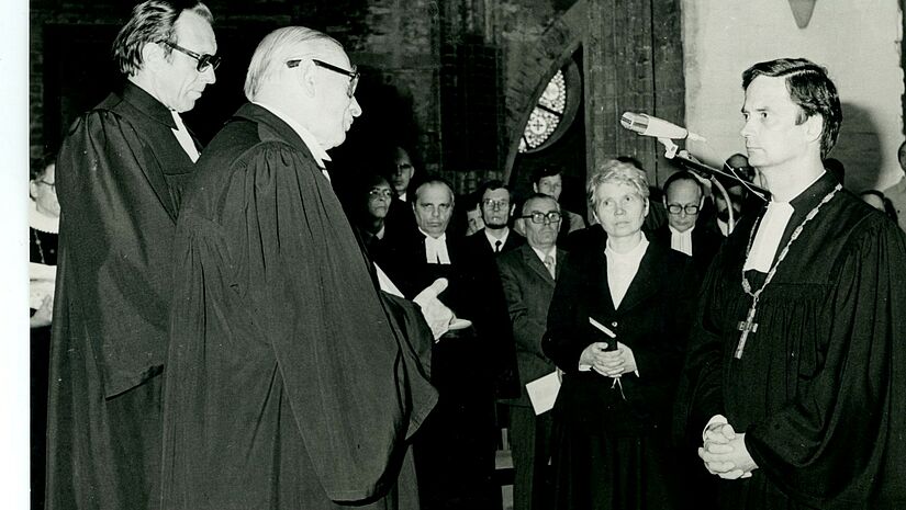 Altbischof Christoph Stier (re.), Archivbild vom 30. Juni 1984