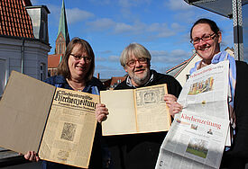 Redakteurin Marion Wulf-Nixdorf, Chefredakteur Tilman Baier, Redaktionssekretärin Michaele Jestrimski (von links)