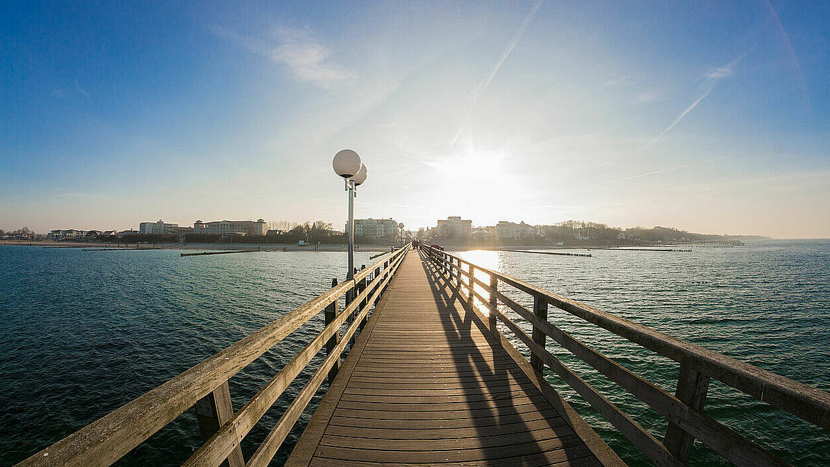Blick von der Seebrücke auf das Zentrum von Kühlungsborn
