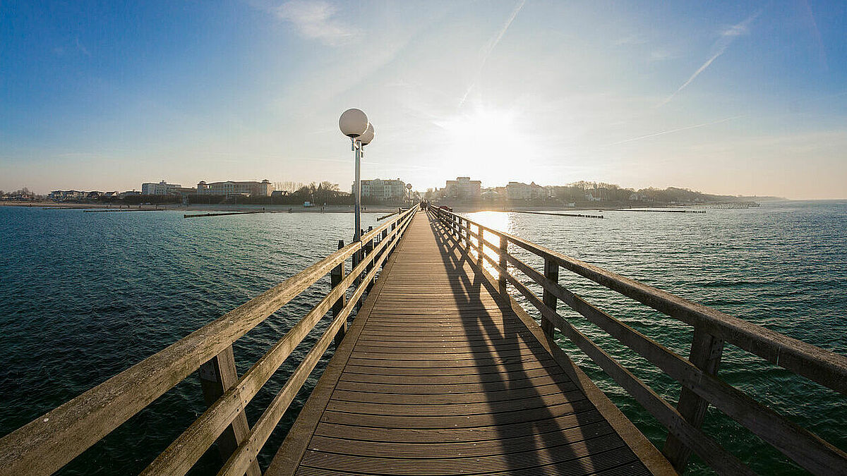 Blick von der Seebrücke auf das Zentrum von Kühlungsborn