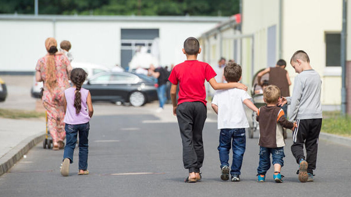 Flüchtlinge in Brandenburgs zentraler Erstaufnahmeeinrichtung in Eisenhüttenstadt
