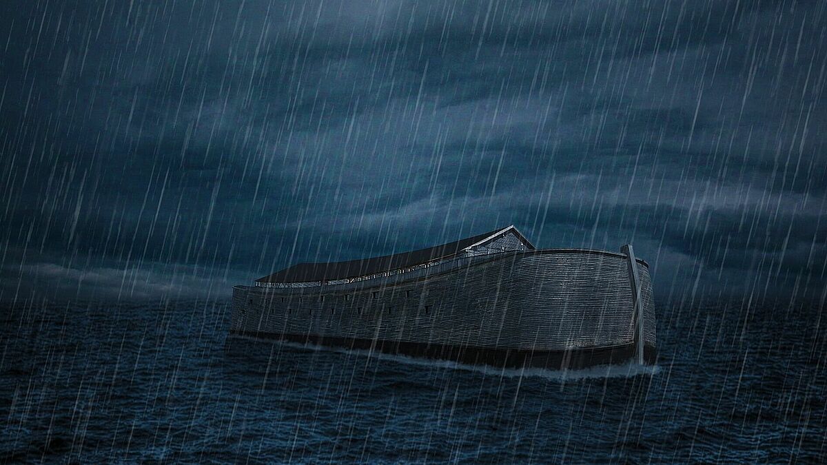 Darstellung der Sintflut mit der Arche Noah (Symbolbild).