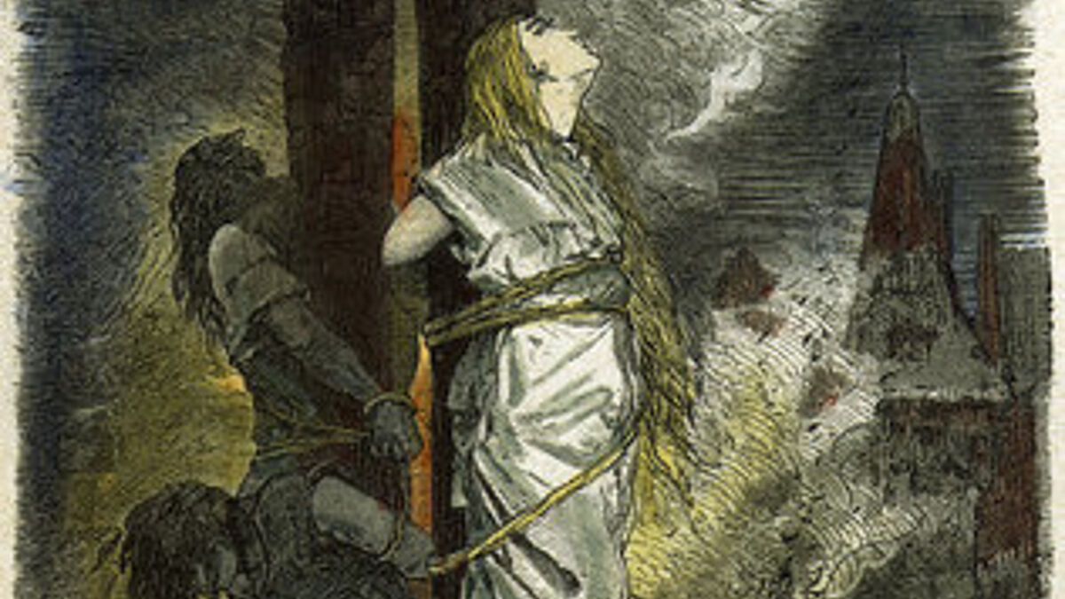 Holzstich "Hexenverbrennung" (Ausschnitt) nach einer Zeichnung von Gottfried Franz.
