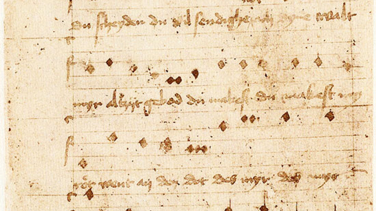 Das Rostocker Liederbuch aus dem 15. Jahrhundert (Blatt eins von 60)