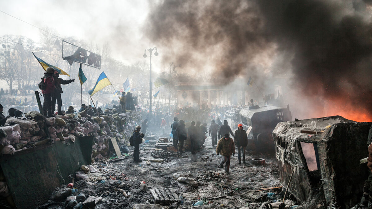 Proteste gegen die Regierung der Ukraine im Zentrum von Kiew. (Januar 2014).