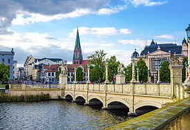 Blick auf die Innenstadt von Schwerin vom Schloss aus gesehen