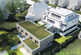 So soll das Hospiz in Blankenese aussehen. Der vordere Teil ist der Neubau, mit dem im Frühjahr begonnen wird