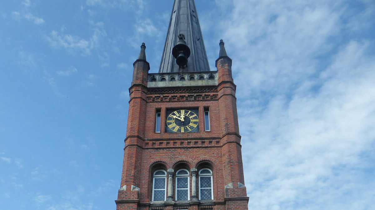 Der Turm der St.Pauli-Kirche in Hamburg