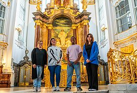Das vierköpfige Team, das den Azubi-Gottesdienst vorbereitet hat