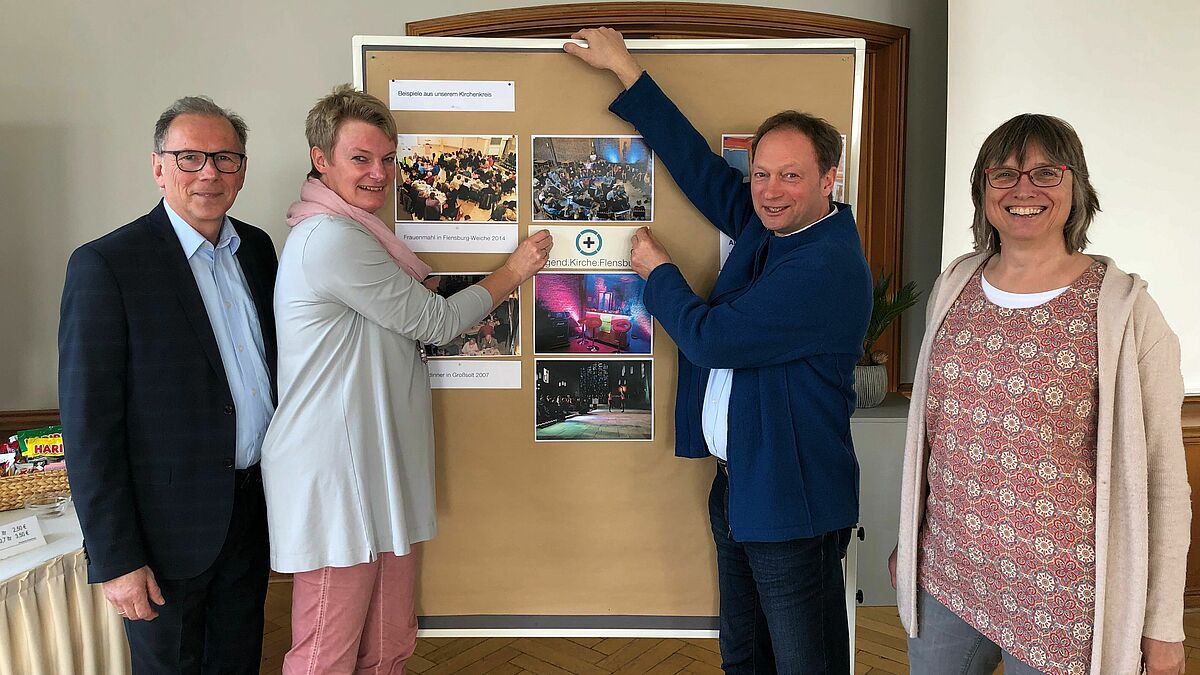 Das Vorbereitungsteam der Tagung "Kirche - und wie?": Pastor Hans Baron (v.l.), Christine Matzen, Pastor Ingo Gutzmann und Sylvia Schönrock.