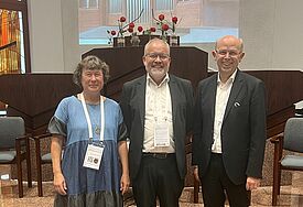 Bischöfin Marianne Christiansen (Bistum Haderslev/Hadersleben und dänische Minderheitenkirche in Südschleswig), Bischof Elof Westergaard (Bistum Ribe/Ripen), und Bischof Gothart Magaard.