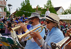 Bläser beim Abschlusskonzert des Landesposaunenfestes in Demmin.