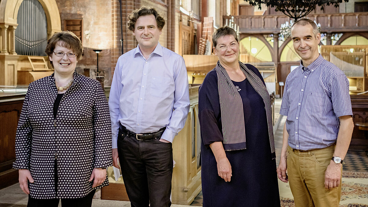 Team der Orgelspiele Mecklenburg Vorpommern: Helga Trölenberg, Franz Danksagmüller, Andrea Asselborn, Friedrich Drese (von links nach rechts)