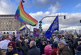 Menschenkette gegen Rechts Hamburg Januar 2025 Blick in Menge