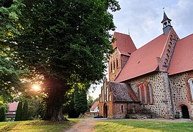 Die frühgotische Kirche St. Bartholomäus steht seit der Mitte des 13. Jahrhunderts in Recknitz. 