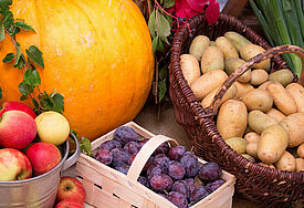 Traditionell werden die Altäre im Herbst zum Abschluss der Ernte mit Feldfrüchten festlich geschmückt. 