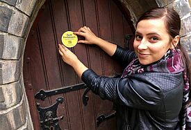 Studentin Theresa Jensen hat bei der Aktion ihre eigenen Worte für das Reformationsjubiläum gefunden: Gott freilassen. 