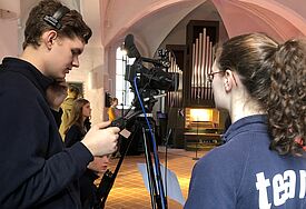 Übertragungsteam beim Online-Gottesdienst am 15. März 2020 in Lübeck St. Jürgen. Foto: Kirchenkreis Lübeck-Lauenburg