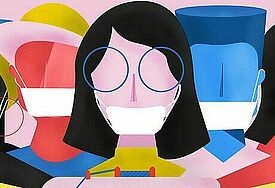 United-Nations-Illustration zu Covid-19: Frauen mit Maske
