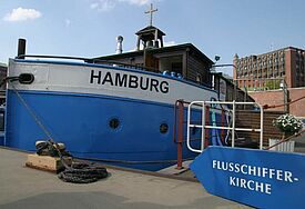 Die Flussschifferkirche im Hamburger Hafen (c) flussschifferkirche.de