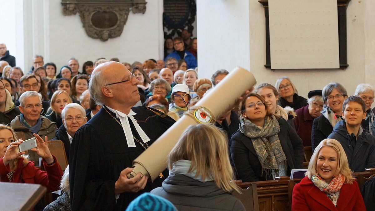 Landesbischof Gerhard Ulrich beim Reformationsgottesdienst in Rostock