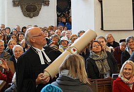 Landesbischof Gerhard Ulrich beim Reformationgottesdienst in der Rostocker Nikolaikirche