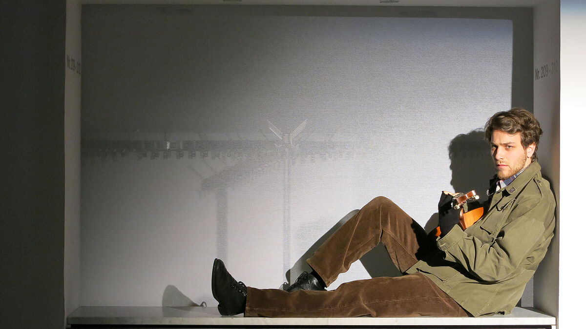 Frederik Götz als Judas bei der Premiere im März 2014 im Kieler Schauspielhaus