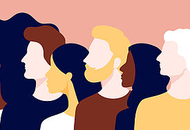 Illustration von Menschen mit unterschiedlichen kulturellen Wurzeln 