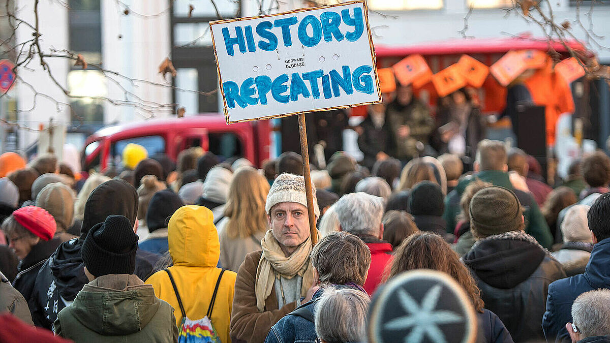 Demonstration unter dem Motto "Wir haben Platz!" für die Aufnahme minderjähriger Geflüchteter aus Flüchtlingslagern