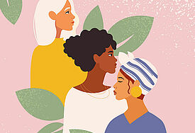 Illustration einer multikulturellen Frauengruppe 