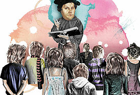 Collage mit dem Reformator Martin Luther zum 500. Reformationsjubiläum 2017. 