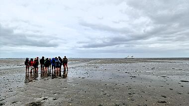 Pilgerwanderung durch das Watt, Gruppe im Watt