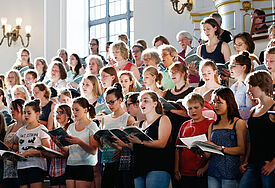 Bei der Probe im Michel zur Friedensmesse "The armed man: A Mass For Peace" von Karl Jenkins.