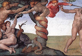 Michelangelo Sündenfall und Vertreibung aus dem Paradies in der Sixtinischen Kapelle, 1508–12 Wikimedia Commons