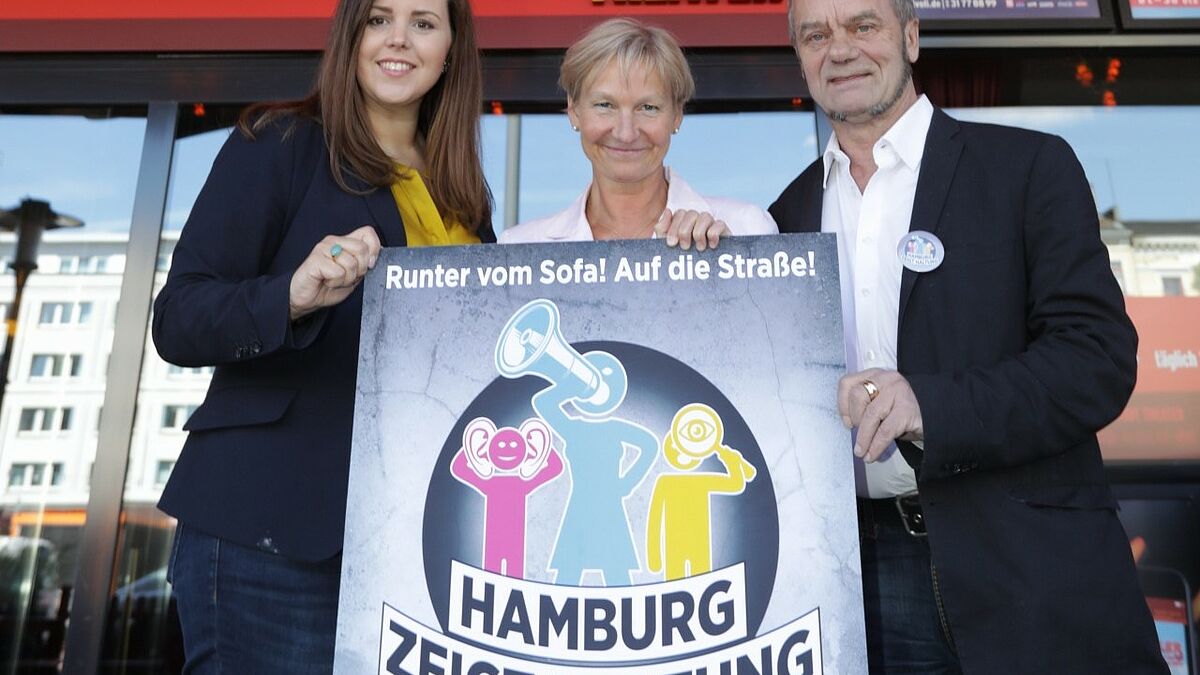 Mit dabei: Anna Gallina (Grüne, v.l.), Bischöfin Kirsten Fehrs und Corny Littmann (Schmidts Theater).