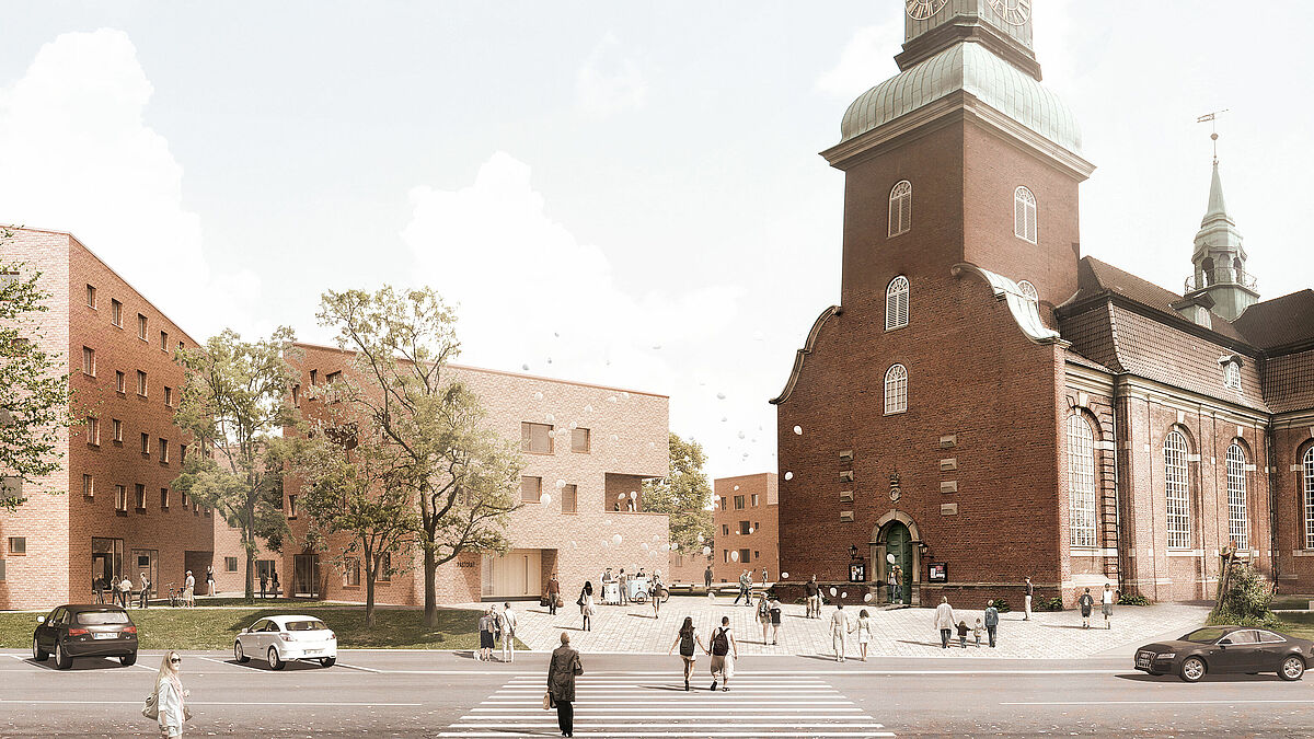 So soll das neue Quartier an der Trinitatiskirche einmal aussehen.