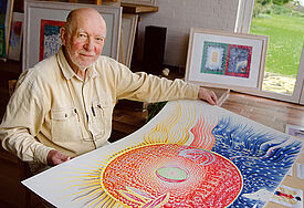 Fast fertig: In seinem Atelier arbeitet Ivar Radowitz an dem letzten Bild des Johannes-Prologs