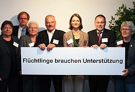 Ein breites Bündnis gesellschaftlicher Organisationen hat an die Hamburger Bevölkerung appelliert, die Flüchtlinge in der Stadt zu unterstützen. (c) epd, Thomas Morell
