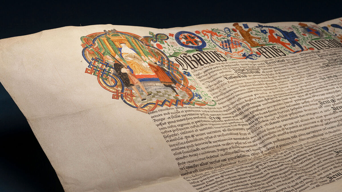 Mit dieser Urkunde gewährte König Eduard VI. im Jahr 1547 den hansischen Kaufleuten Privilegien