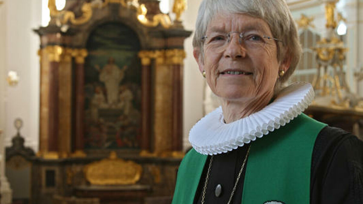 Die Hamburger Altbischöfin Maria Jepsen in der Hauptkirche St. Michaelis (Archiv 2009)