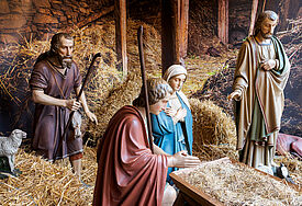 Krippe Kirchenhütte Kiel ohne Jesuskind