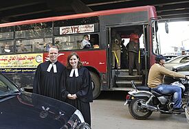Am 28. Februar 2014 feiert die deutsche evangelische Gemeinde in Kairo ihr 150-Jahr-Jubiläum, sie wurde 1864 gegründet. Stefan und Nadia el-Karsheh teilen sich die Pfarrstelle in der Gemeinde (Foto auf der Straße vor der Kirche).