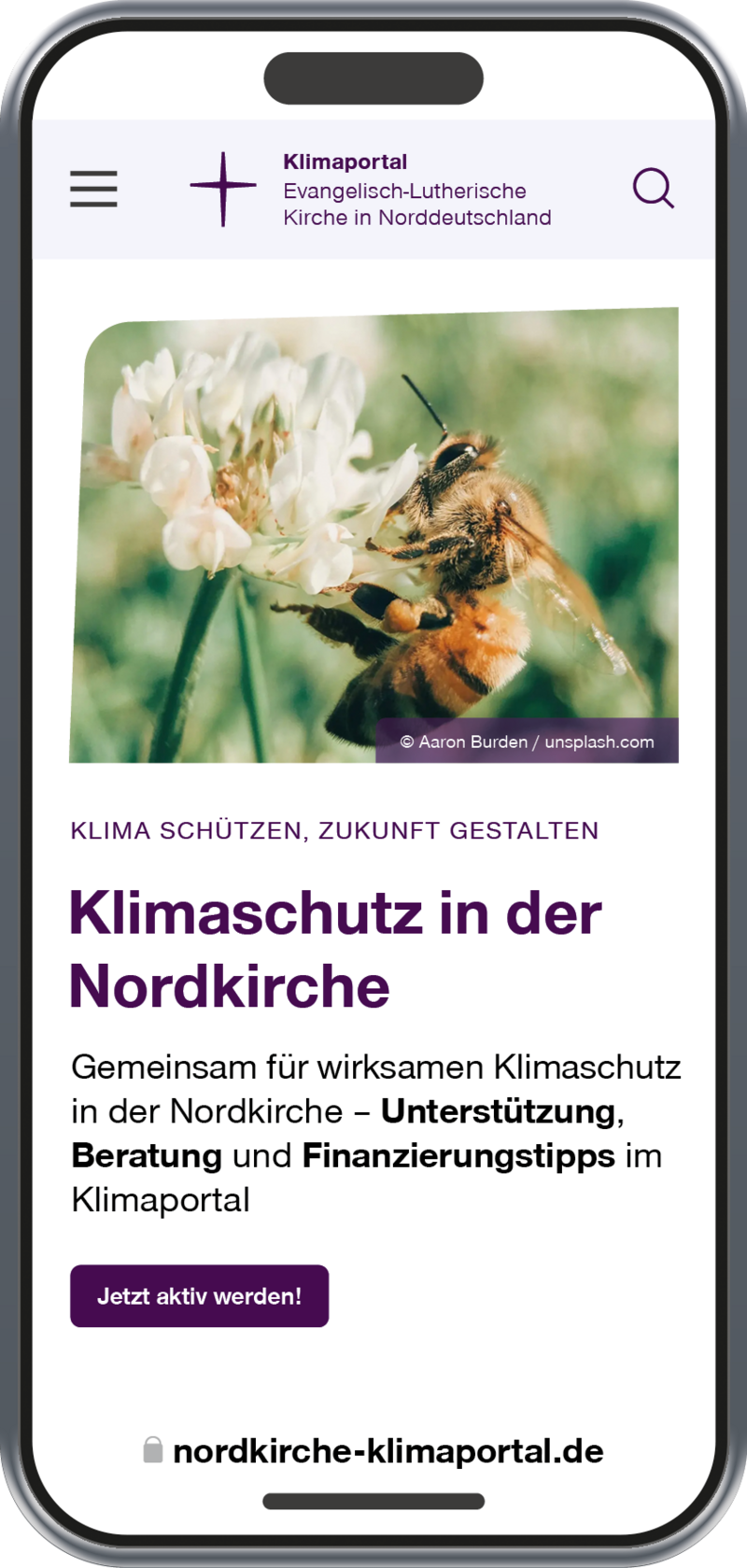 Ansicht der Startseite des Klimaportals auf dem Handy