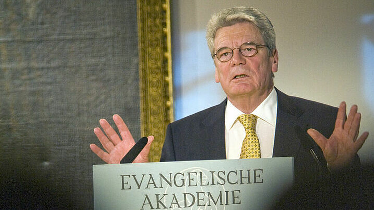 Joachim Gauck, hier 2011 beim Neujahrsempfang der Evangelischen Akademie Tutzing, erhält am 9. April 2019 den "Tutzinger Löwen".